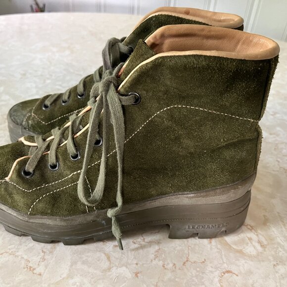 Le Chameau Sz 40/7.5 Mens RARE Olive Suede Lug Sole Boots Made in France main image 6